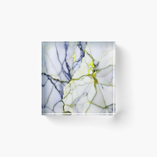 Item preview, Cracked Marble Look (Image Faux White Marble) with Dark Blue and Yellow designed and sold by Beachy.