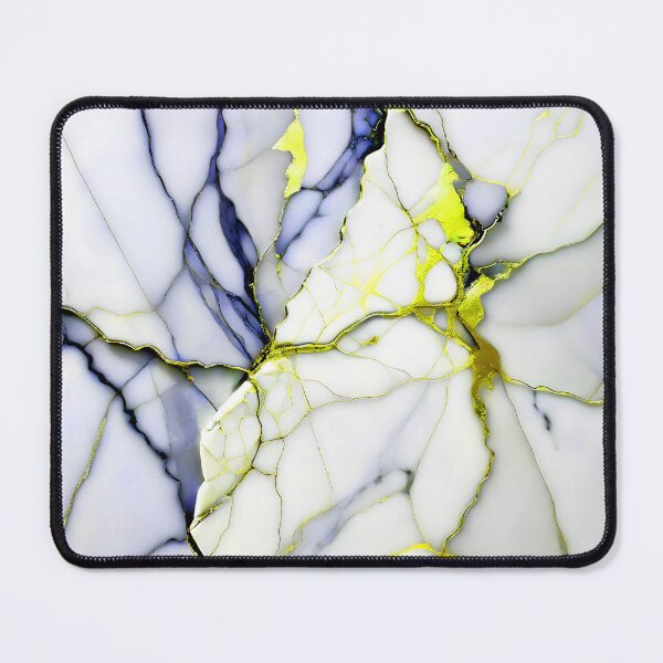 Item preview, Cracked Marble Look (Image Faux White Marble) with Dark Blue and Yellow designed and sold by Beachy.