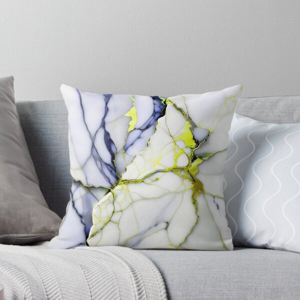 Item preview, Cracked Marble Look (Image Faux White Marble) with Dark Blue and Yellow designed and sold by Beachy.
