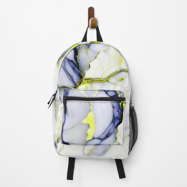Item preview, Cracked Marble Look (Image Faux White Marble) with Dark Blue and Yellow designed and sold by Beachy.