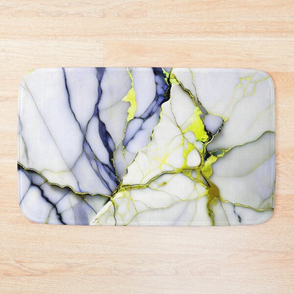 Item preview, Cracked Marble Look (Image Faux White Marble) with Dark Blue and Yellow designed and sold by Beachy.