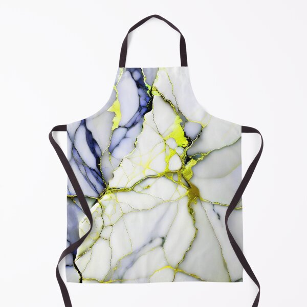Item preview, Cracked Marble Look (Image Faux White Marble) with Dark Blue and Yellow designed and sold by Beachy.