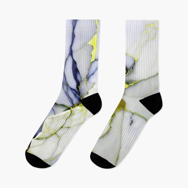 Item preview, Cracked Marble Look (Image Faux White Marble) with Dark Blue and Yellow designed and sold by Beachy.