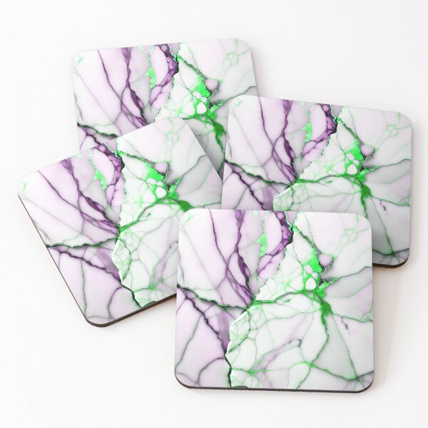 Item preview, Cracked Marble Look (Image Faux White Marble) with Lilac and Green designed and sold by Beachy.