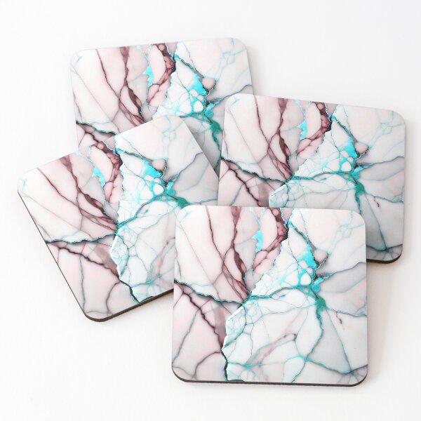 Item preview, Cracked Marble Look (Image Faux White Marble) with Dusty Pink and Cyan designed and sold by Beachy.