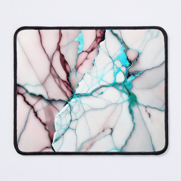 Item preview, Cracked Marble Look (Image Faux White Marble) with Dusty Pink and Cyan designed and sold by Beachy.