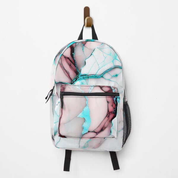 Item preview, Cracked Marble Look (Image Faux White Marble) with Dusty Pink and Cyan designed and sold by Beachy.