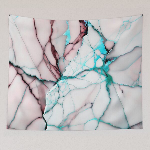 Item preview, Cracked Marble Look (Image Faux White Marble) with Dusty Pink and Cyan designed and sold by Beachy.