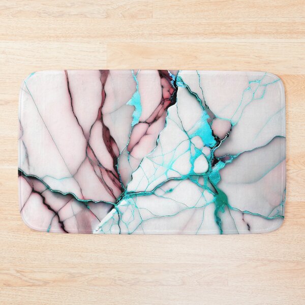 Item preview, Cracked Marble Look (Image Faux White Marble) with Dusty Pink and Cyan designed and sold by Beachy.