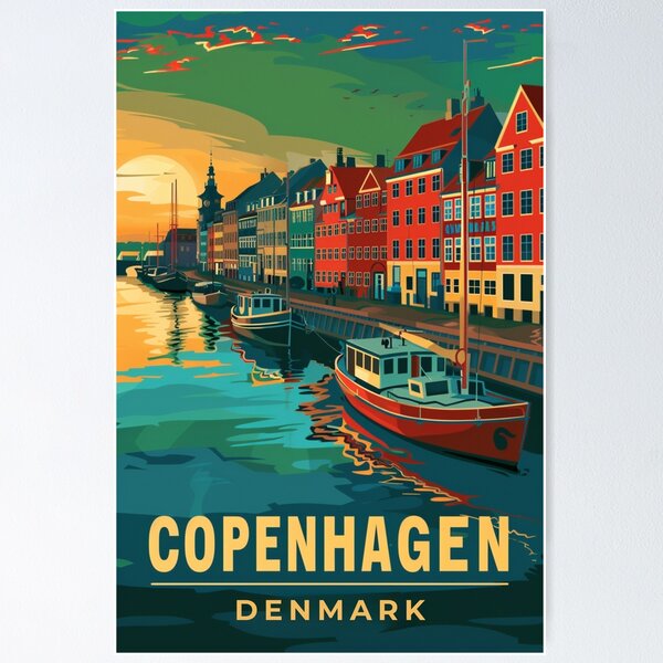 Item preview, A Vintage Travel Illustration of Copenhagen - Denmark designed and sold by GoodOldVintage.