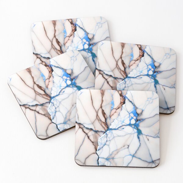 Item preview, Cracked Marble Look (Image Faux White Marble) with Pinkish Peach and Blue designed and sold by Beachy.