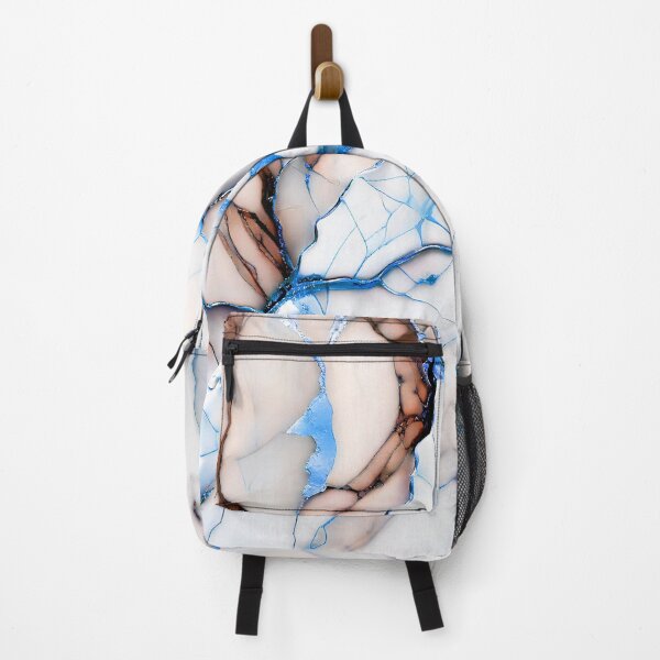 Item preview, Cracked Marble Look (Image Faux White Marble) with Pinkish Peach and Blue designed and sold by Beachy.