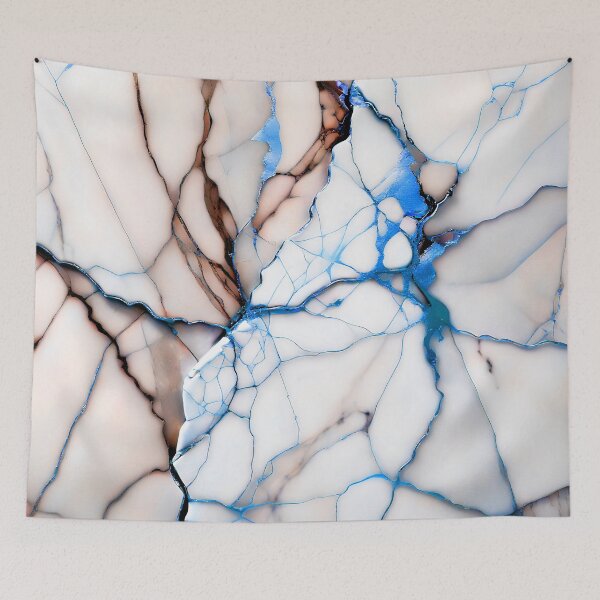 Item preview, Cracked Marble Look (Image Faux White Marble) with Pinkish Peach and Blue designed and sold by Beachy.