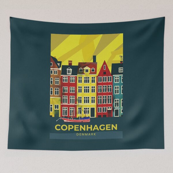 Aperçu de l'œuvre Une illustration de voyage vintage de Copenhague - Danemark créée et vendue par GoodOldVintage.