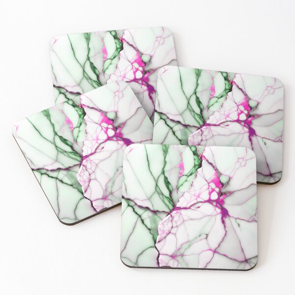 Item preview, Cracked Marble Look (Image Faux White Marble) with Green and Hot Pink designed and sold by Beachy.