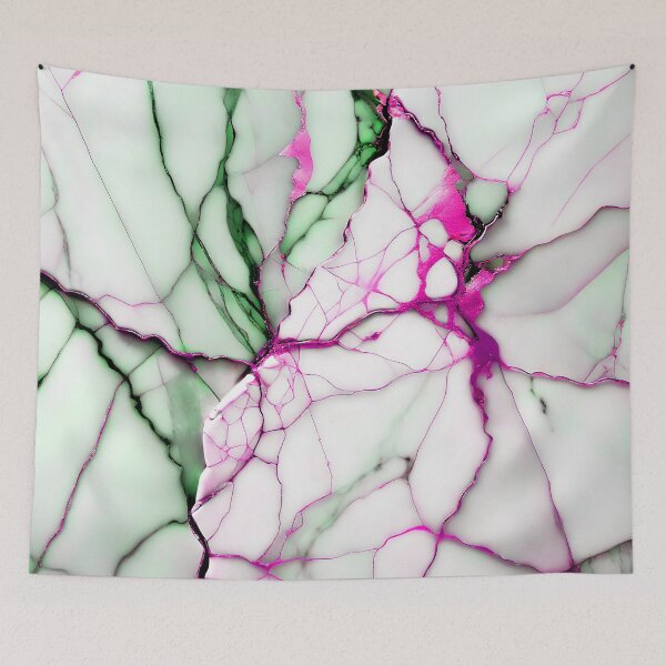 Item preview, Cracked Marble Look (Image Faux White Marble) with Green and Hot Pink designed and sold by Beachy.