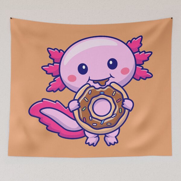 Item preview, Cute Axolotl Eating Donut Cartoon Vector Icon - Adorable Animal Food Illustration designed and sold by hjian8219.