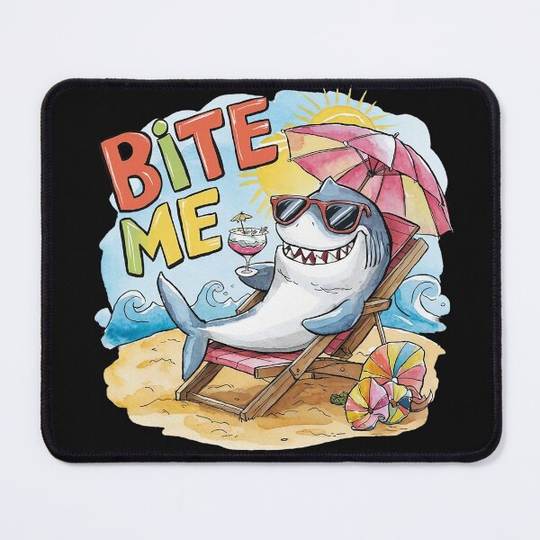 Item preview, Funny Shark Lounging On The Beach Bite Me designed and sold by AlienOccupation.