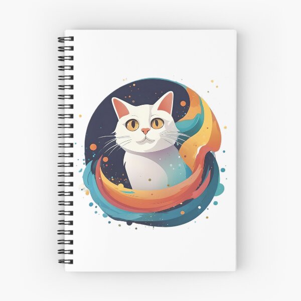 Item preview, Enchanting White Cat with Yellow Eyes in Colorful Swirl designed and sold by Sarah  English.