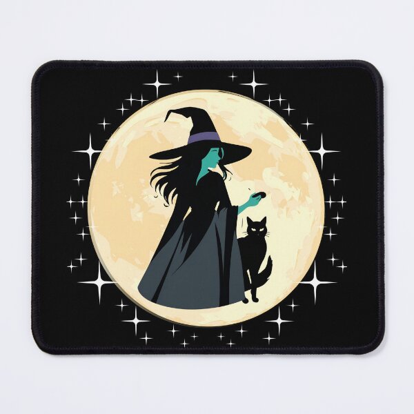 Item preview, Cute Classic Witch and Black Cat Illustration  designed and sold by HecatesDelights.