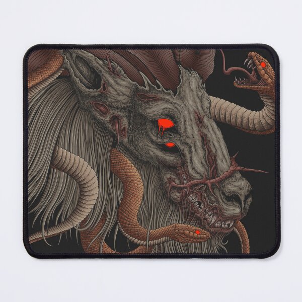Item preview, Rotten goat head with three coiled snakes designed and sold by SanXaloonk.