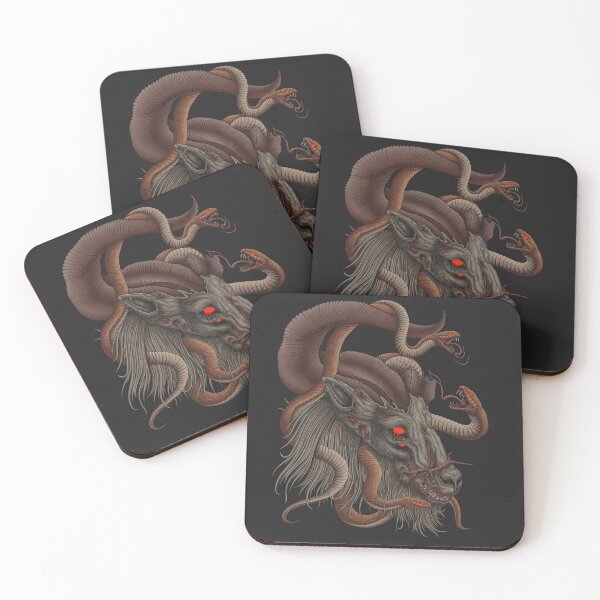 Item preview, Rotten goat head with three coiled snakes designed and sold by SanXaloonk.