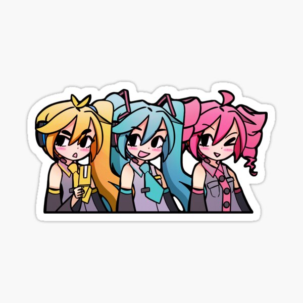 Vista previa del artículo con la obra «Pegatina Triple Baka Grande | Akita Neru, Hatsune Miku, Kasane Teto», diseñado y vendido por bearypure.