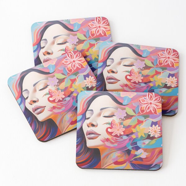 Item preview, Woman enveloped in floral splendor designed and sold by DeMuurdecoratie.