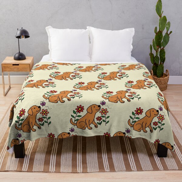Item preview, Fox Red Labrador Butterfly and Daisies Cartoon designed and sold by HappyLabradors.