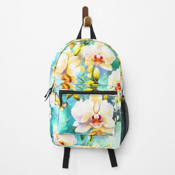 Item preview, Printed fabric series Orchids, white, green, blue designed and sold by janjacbu.