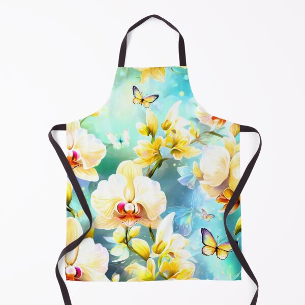 Item preview, Printed fabric series Orchids, white, green, blue designed and sold by janjacbu.