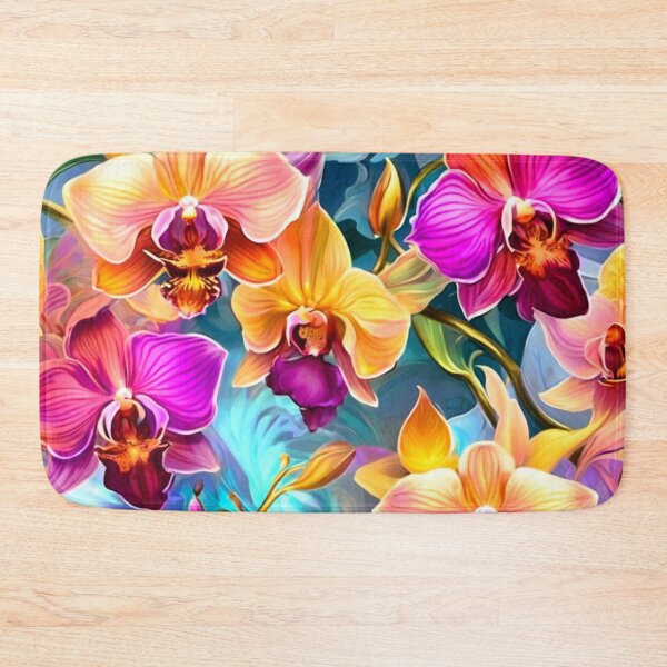 Item preview, Orchid series printed fabric, yellow, purple, blue designed and sold by janjacbu.