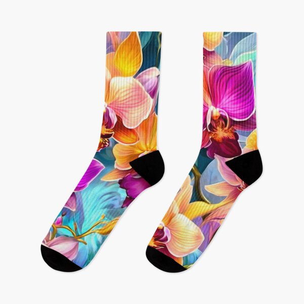 Item preview, Orchid series printed fabric, yellow, purple, blue designed and sold by janjacbu.