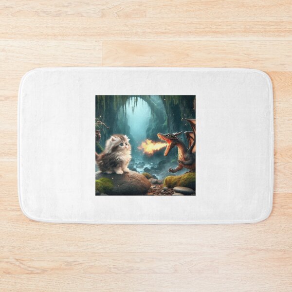 Item preview, a kitten and a dragon fight in the jungle designed and sold by supakor.