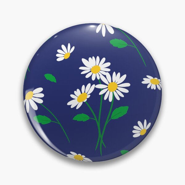Item preview, blue background with daisy flowers pattern designed and sold by amee _artshop.