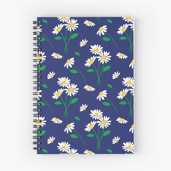 Item preview, blue background with daisy flowers pattern designed and sold by amee _artshop.