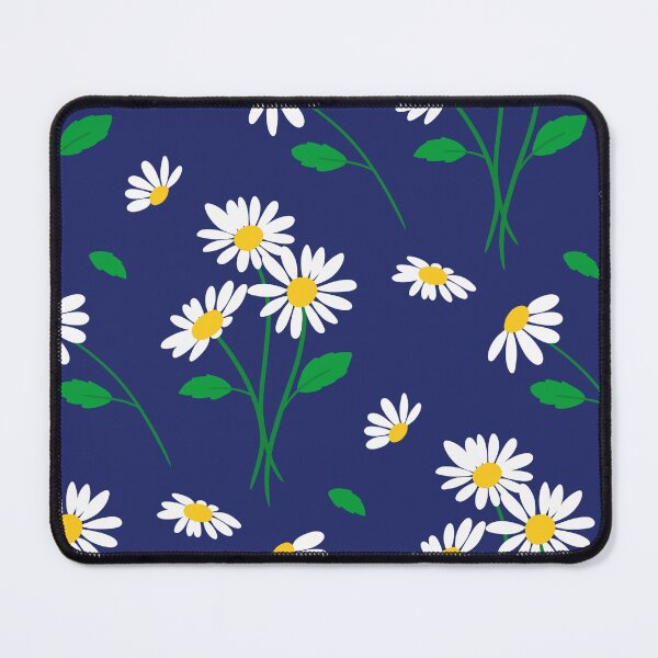 Item preview, blue background with daisy flowers pattern designed and sold by amee _artshop.
