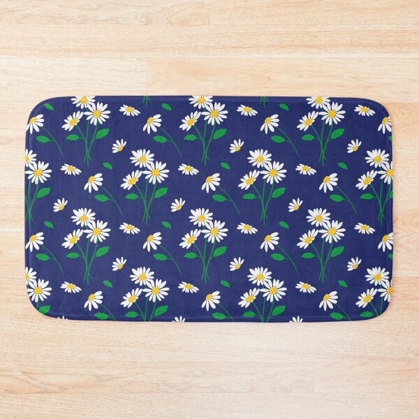 Item preview, blue background with daisy flowers pattern designed and sold by amee _artshop.