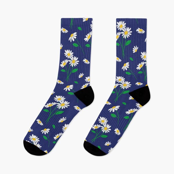 Item preview, blue background with daisy flowers pattern designed and sold by amee _artshop.
