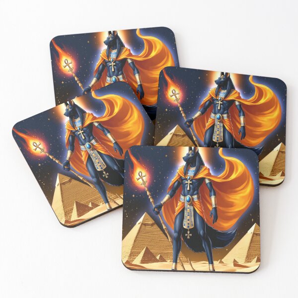 Item preview, Divine Anubis with Flaming Staff: Guardian of the Pyramids designed and sold by eimrobest.