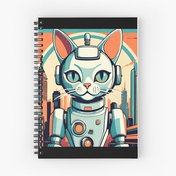 Item preview, Retro Robot Cat with Futuristic Background designed and sold by TrendyGalaxy.
