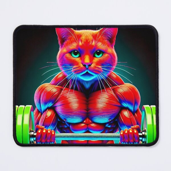 Item preview, Neon Bodybuilding Cat designed and sold by Eyecandygrl.