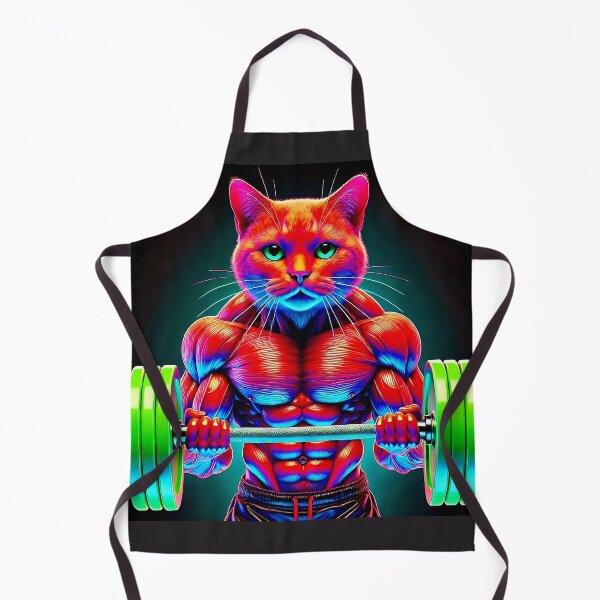 Item preview, Neon Bodybuilding Cat designed and sold by Eyecandygrl.