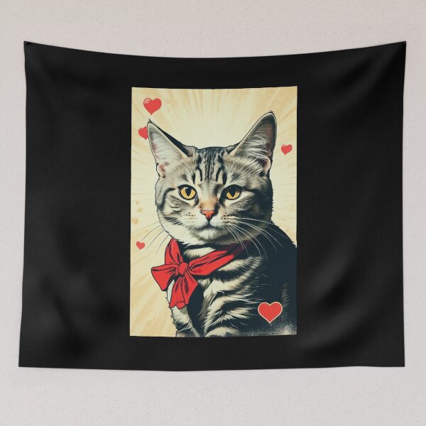 Item preview, Copy of cat portrait with hearts designed and sold by DiscoKiss - Quality printing guaranteed..