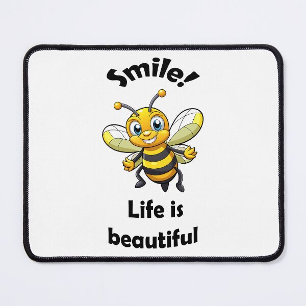 Item preview, Smile Bee Positive Message Life Beautiful Happy Cartoon Illustration designed and sold by Rostislav Bouda.