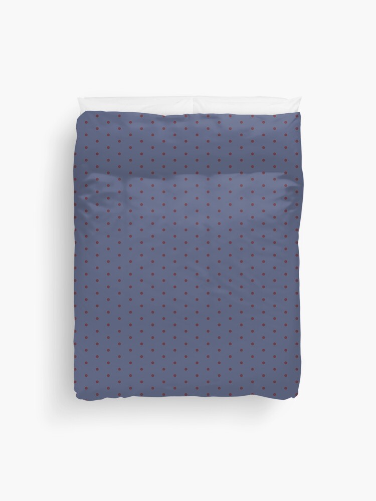 Duvet Cover, Geometric Royal Circle Cabernet Polka Dots On Gray Blue designed and sold by Triplicate Limited