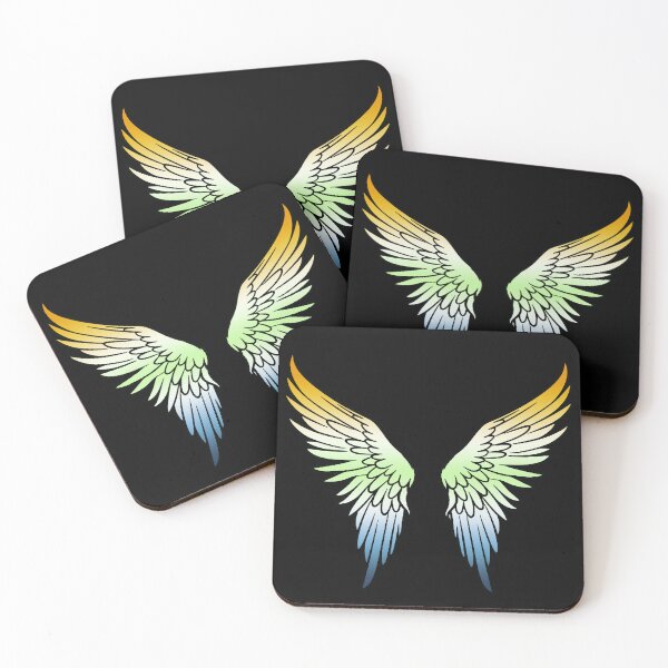 Item preview, AroAce Agender Pride Flag Angel Wings, Subtle AroAce Agender Design designed and sold by Travelslightly.