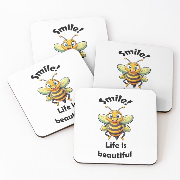 Item preview, Smile Life Beautiful Cartoon Bee Positive Message Inspiration designed and sold by Rostislav Bouda.