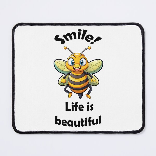Item preview, Smile Life Beautiful Cartoon Bee Positive Message Inspiration designed and sold by Rostislav Bouda.