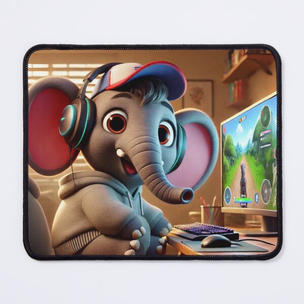 Item preview, Gamer African Bush Elephant Enjoying the Digital World designed and sold by Sillytoe.